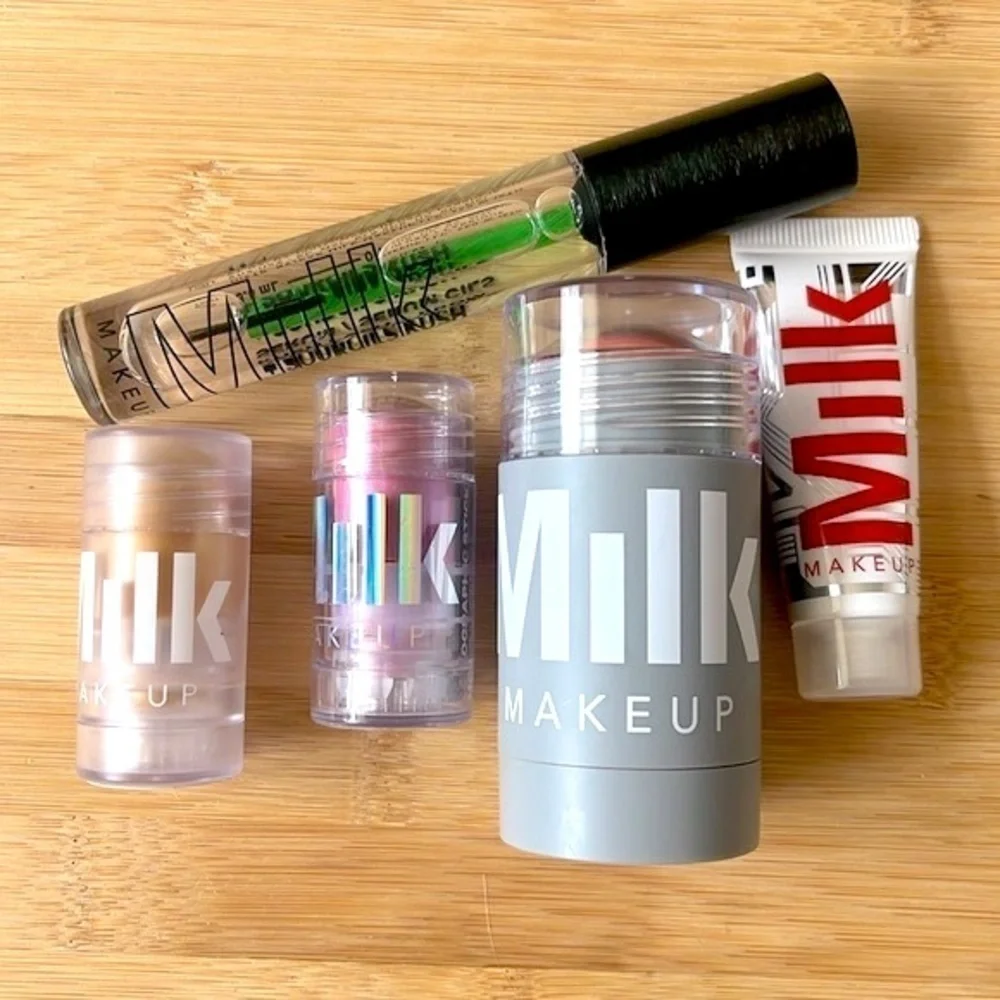 Brand New Milk Makeup Set of Blush Blur Holographic Sticks Lash & Brow Serum